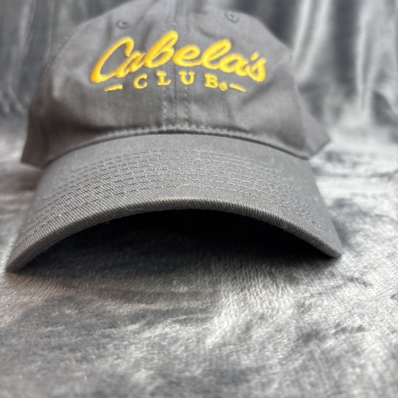 Cabelas Club Cap Hat‎ Gray Yellow Embroidered Logo Adjustable StrapBack Cotton - Picture 2 of 6